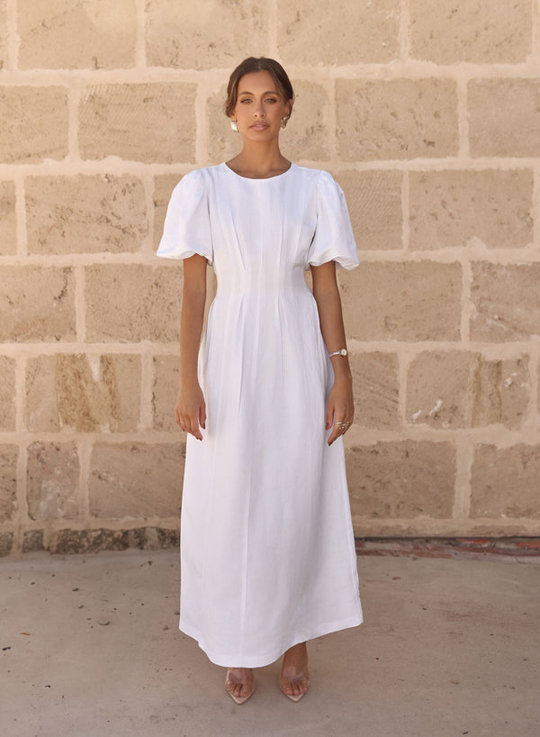 PRE-ORDER - White Air Linen Maxi Dress