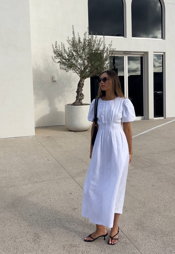 PRE-ORDER - White Air Linen Maxi Dress