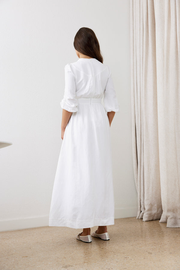 White Grace Linen Maxi Dress