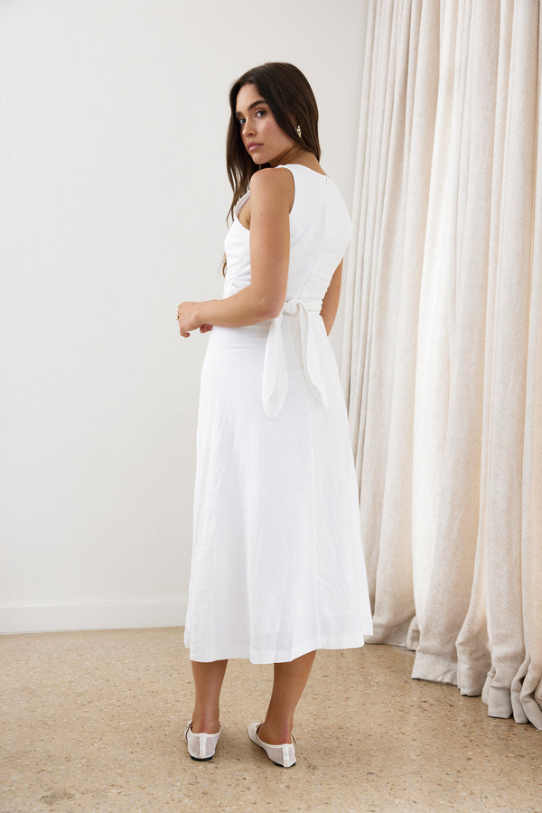 White Sky Linen Maxi Dress