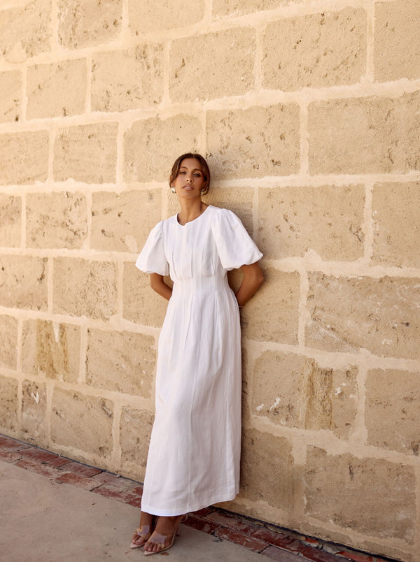 PRE-ORDER - White Air Linen Maxi Dress