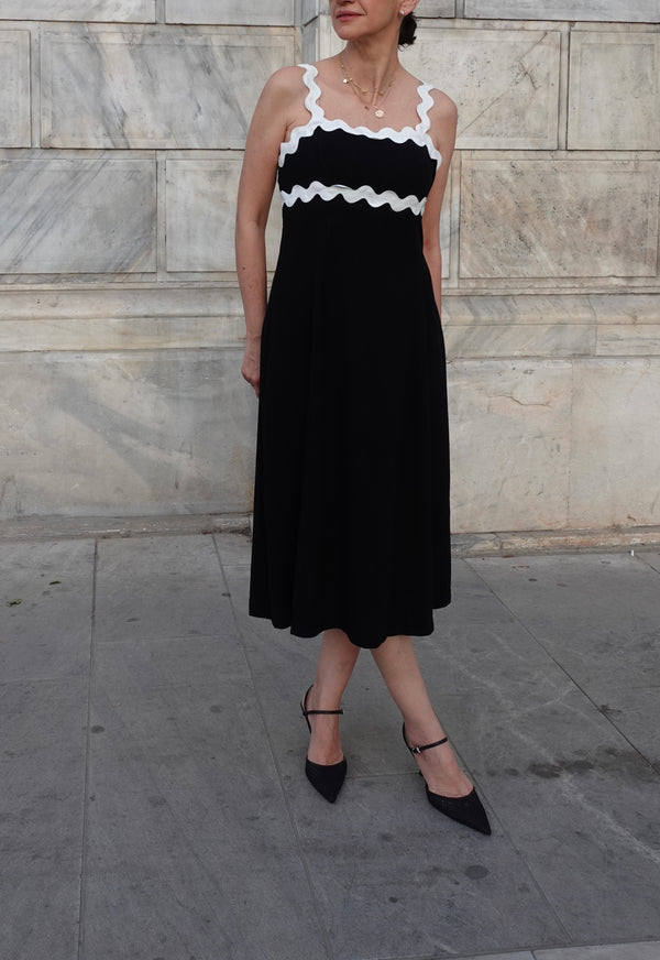 Black Exhale Linen Midi Dress