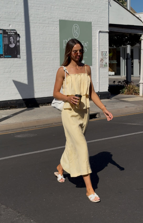 Butter Yellow Limoncello Linen Maxi Dress