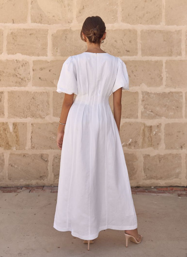 PRE-ORDER - White Air Linen Maxi Dress