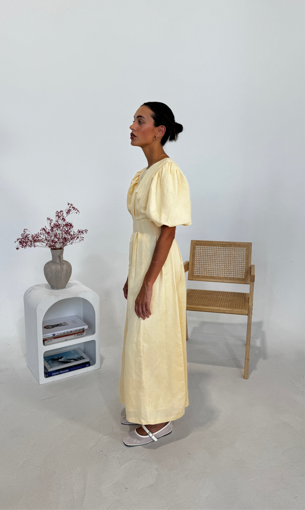Butter Yellow Air Linen Maxi Dress