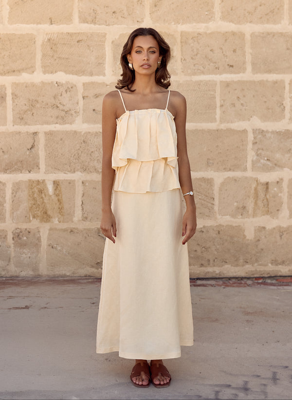 Butter Yellow Limoncello Linen Maxi Dress