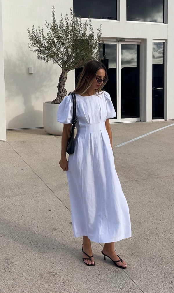 PRE-ORDER - White Air Linen Maxi Dress