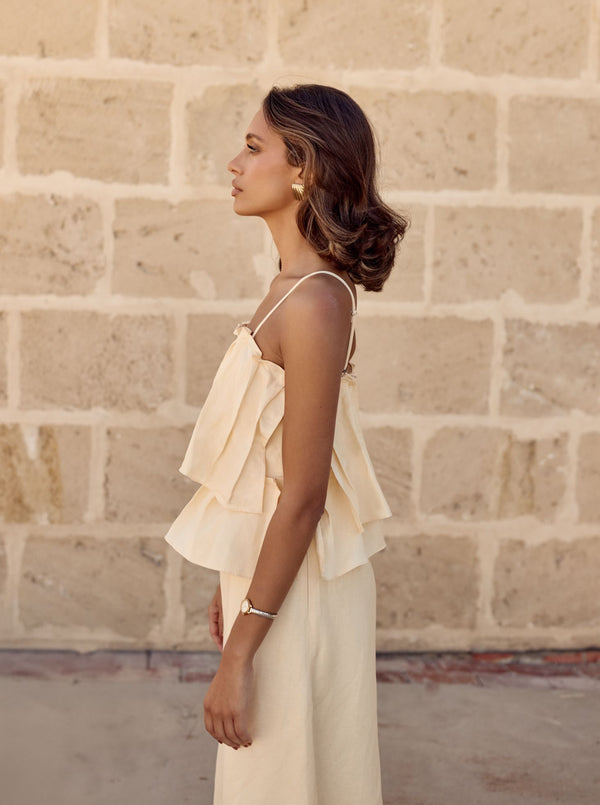 Butter Yellow Limoncello Linen Maxi Dress