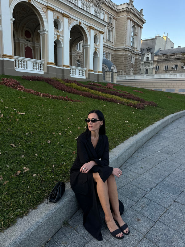 Black Verity Linen Maxi Dress