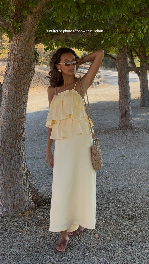 Butter Yellow Limoncello Linen Maxi Dress