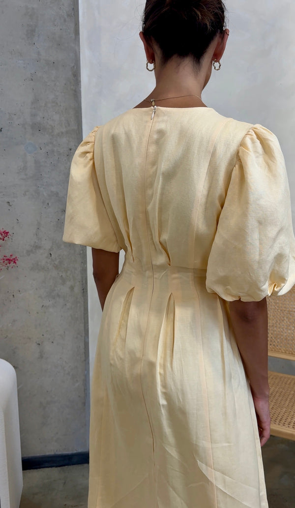 Butter Yellow Air Linen Maxi Dress