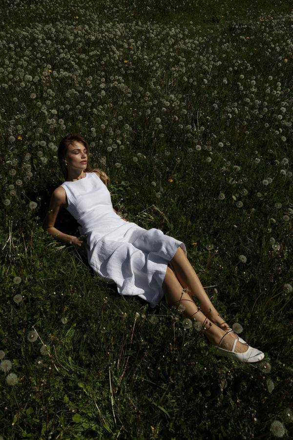 White Sky Linen Maxi Dress