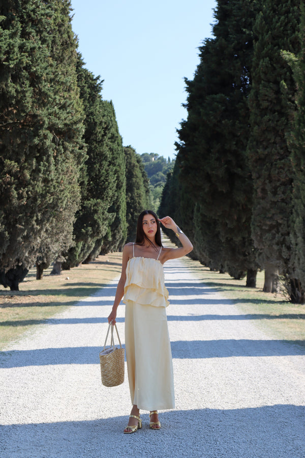 Butter Yellow Limoncello Linen Maxi Dress