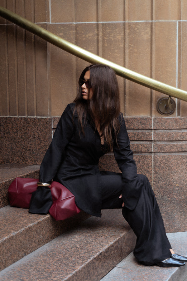 Black Alba Linen Waist Tie Pants