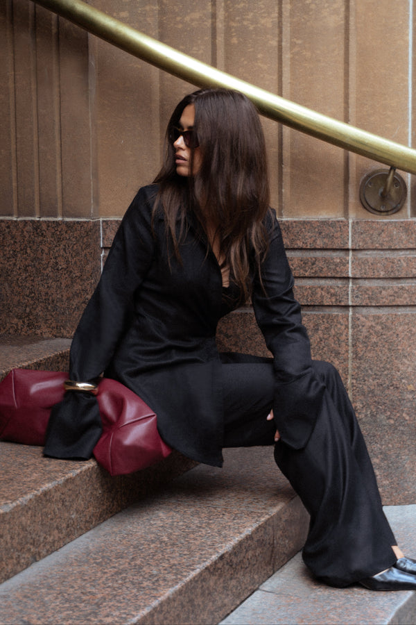 Black Long Sleeve Alba Linen Shirt