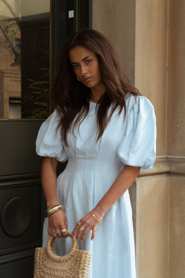 Sky Blue Air Linen Maxi Dress