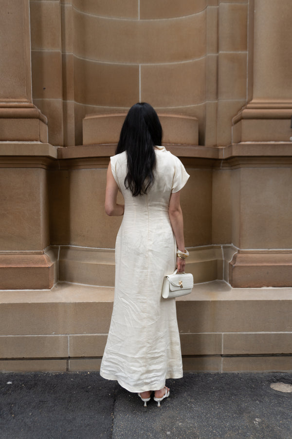 PRE-ORDER - Butter Yellow Velour Linen Maxi Dress