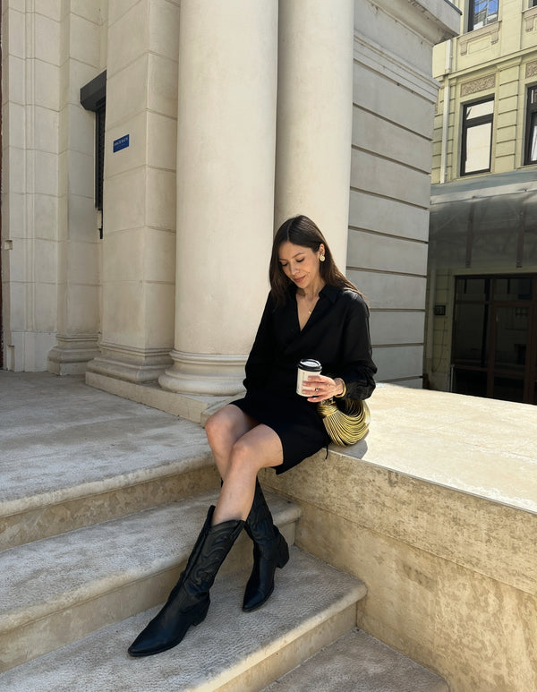 Black Nera Linen Mini Dress