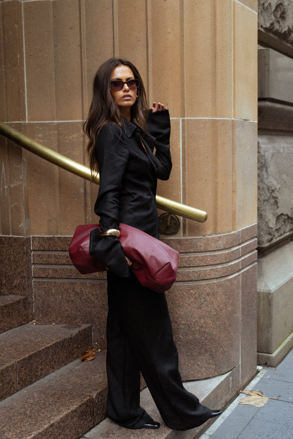 Black Alba Linen Waist Tie Pants