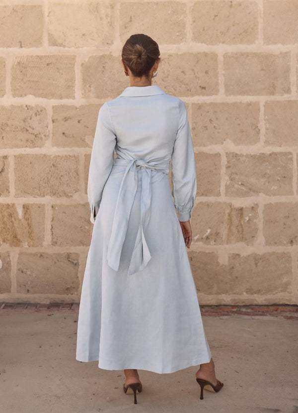 Sky Blue Cielo Linen Maxi Dress