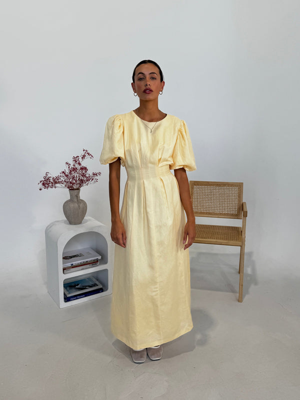 Butter Yellow Air Linen Maxi Dress