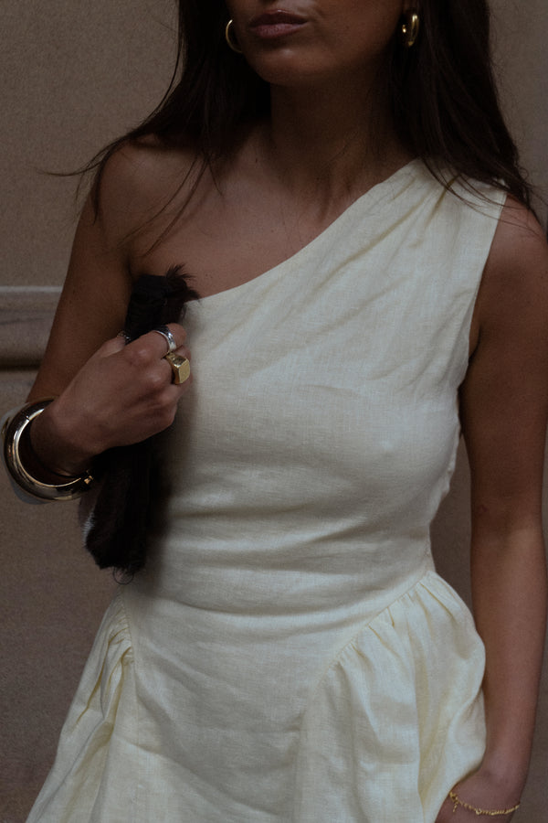 Butter Yellow De Sol Linen Mini Dress