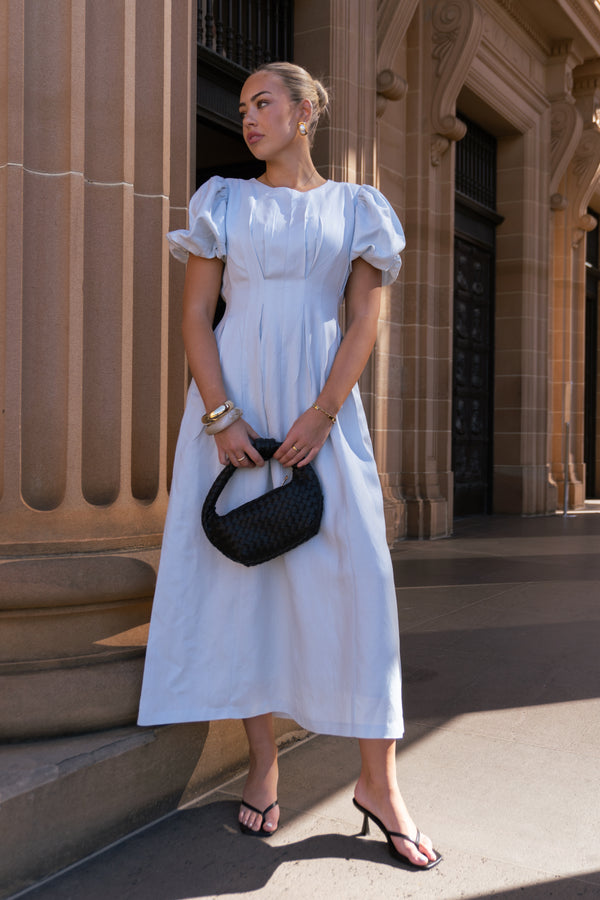 Sky Blue Air Linen Maxi Dress