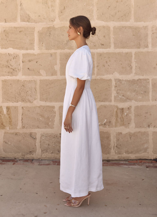 PRE-ORDER - White Air Linen Maxi Dress