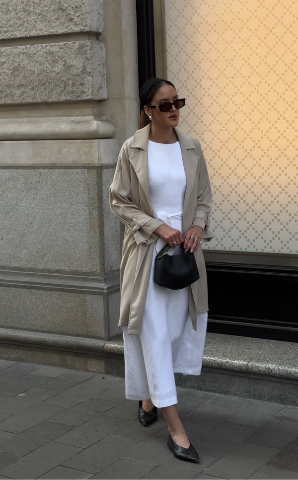 White Sky Linen Maxi Dress