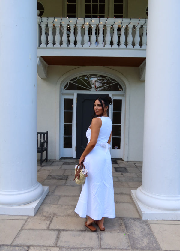 White Sky Linen Maxi Dress