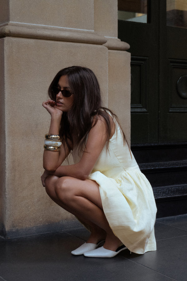 Butter Yellow De Sol Linen Mini Dress