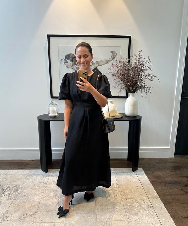 PRE-ORDER - Black Air Linen Maxi Dress