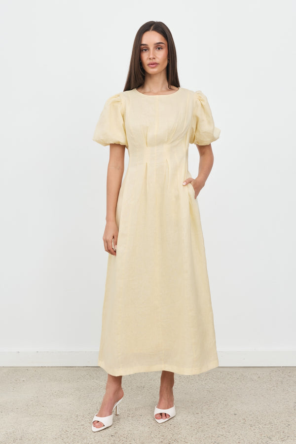 Butter Yellow Air Linen Maxi Dress