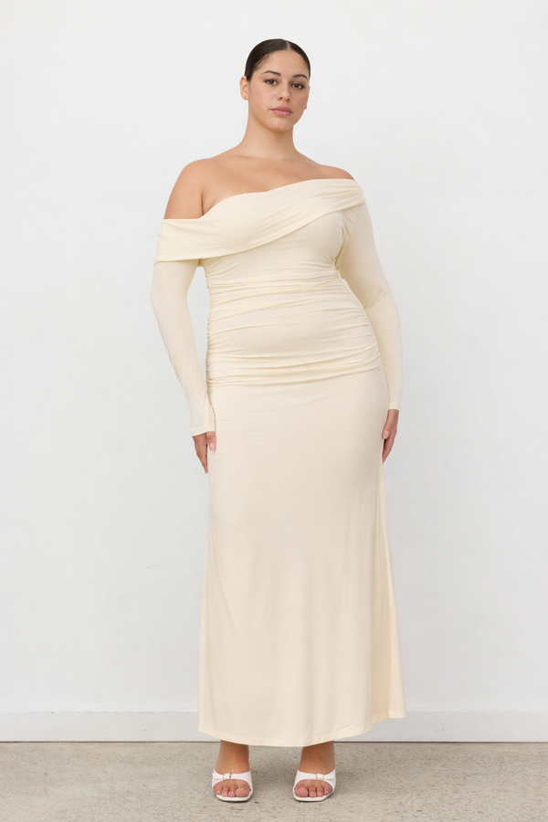 Butter Yellow Estelle Long Sleeve Maxi Dress