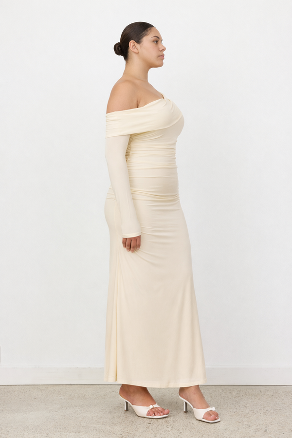 Butter Yellow Estelle Long Sleeve Maxi Dress