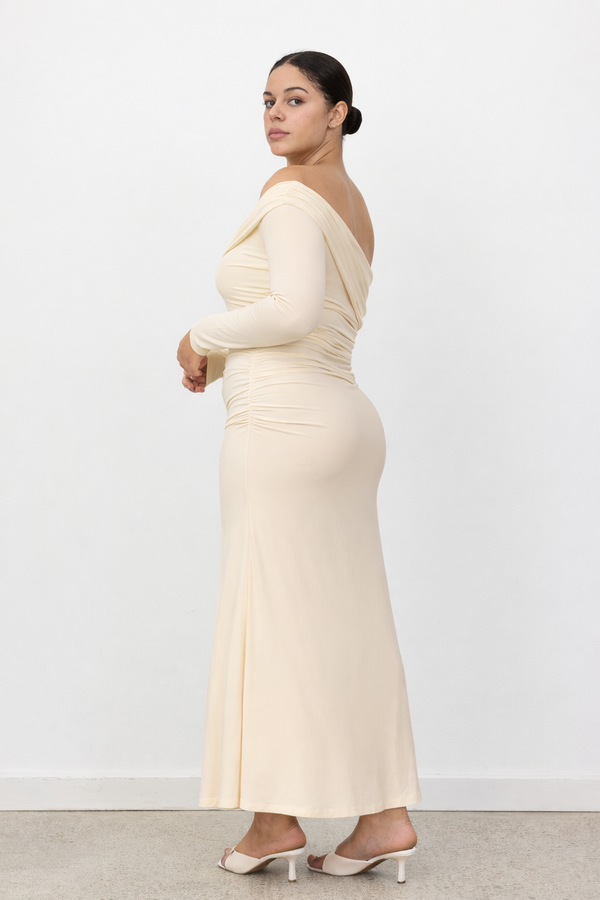 Butter Yellow Estelle Long Sleeve Maxi Dress