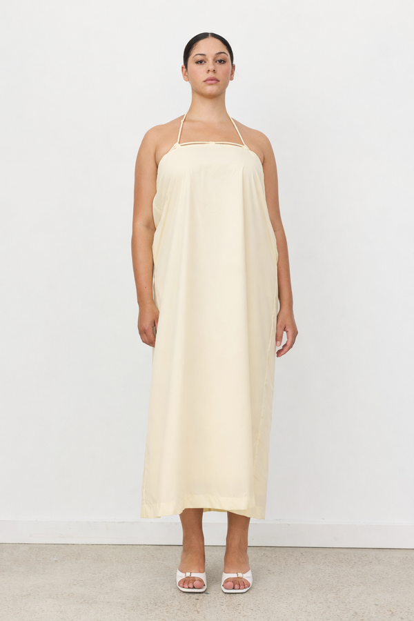 Butter Yellow Hallie Halter Maxi Dress