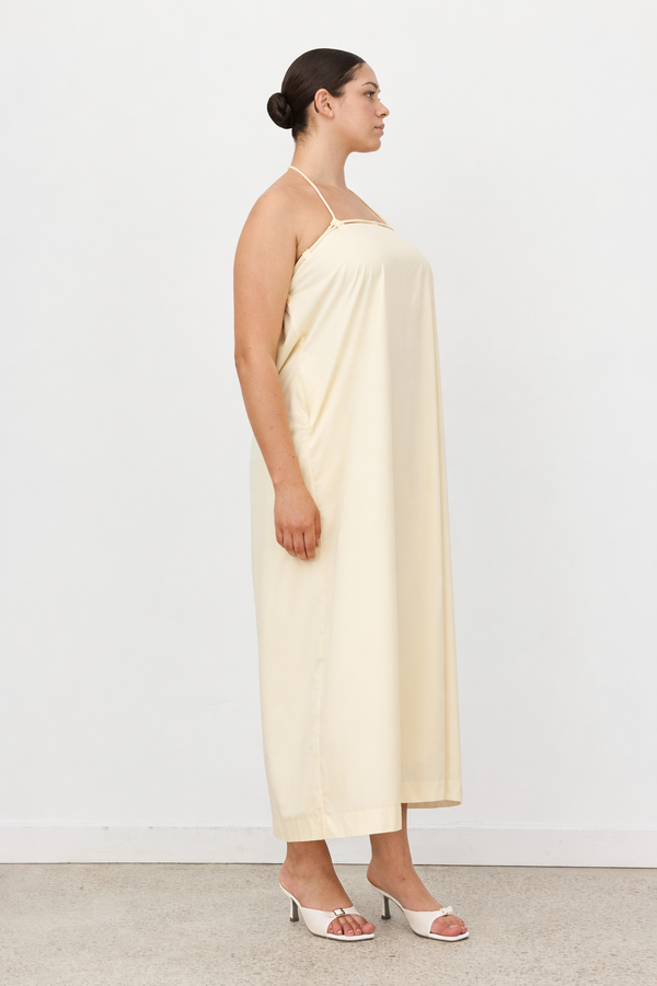 Butter Yellow Hallie Halter Maxi Dress
