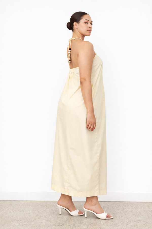 Butter Yellow Hallie Halter Maxi Dress