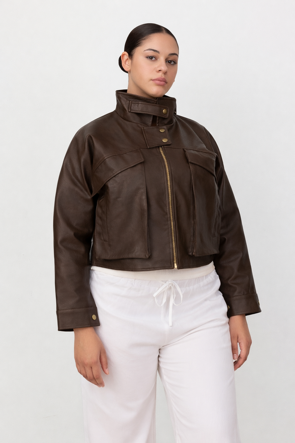 Brown Keira Leather Jacket