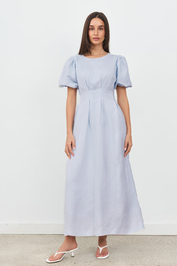 Sky Blue Air Linen Maxi Dress