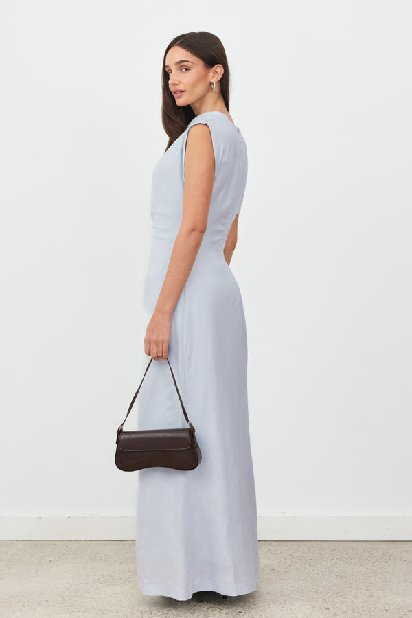 Sky Blue Valencia Linen Maxi Dress