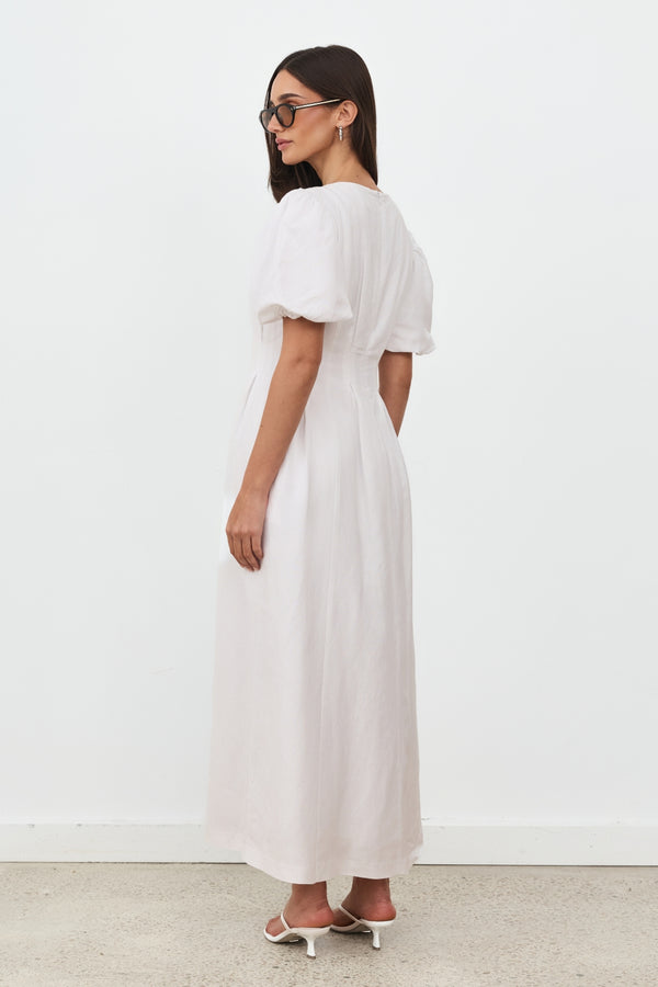White Air Linen Maxi Dress