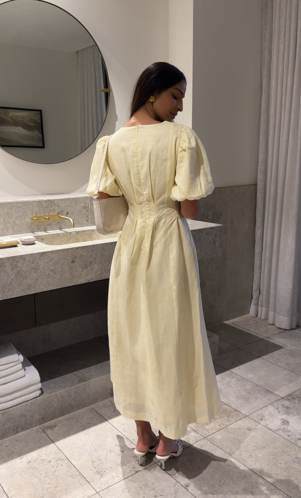 Butter Yellow Air Linen Maxi Dress