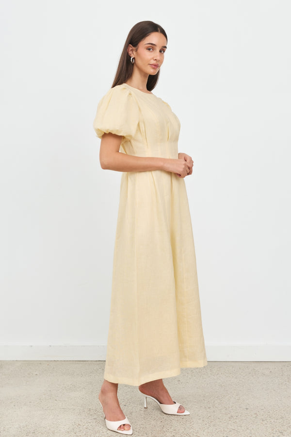 Butter Yellow Air Linen Maxi Dress