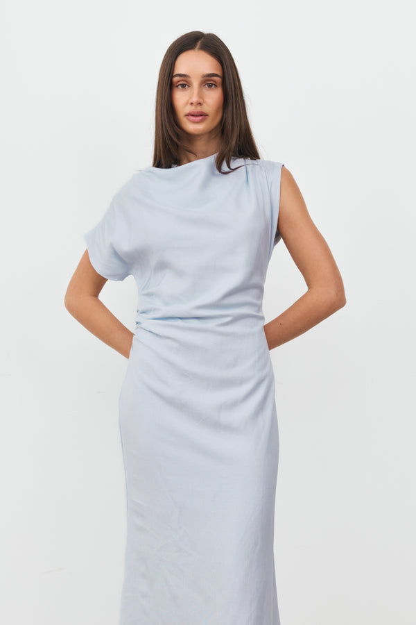 Sky Blue Valencia Linen Maxi Dress