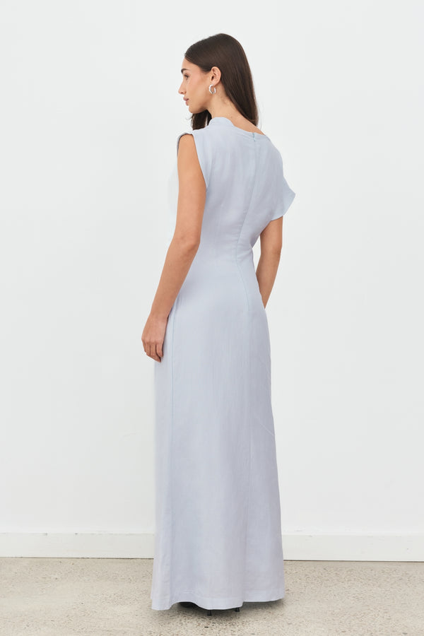 Sky Blue Valencia Linen Maxi Dress