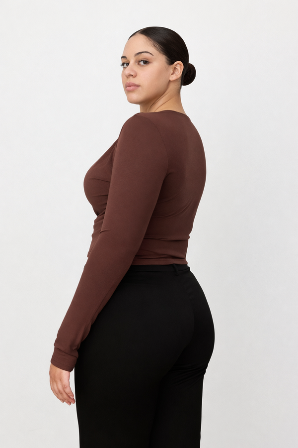 Brown Celine Multi-Way Long Sleeve Top