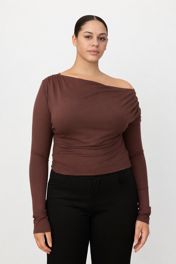Brown Celine Multi-Way Long Sleeve Top