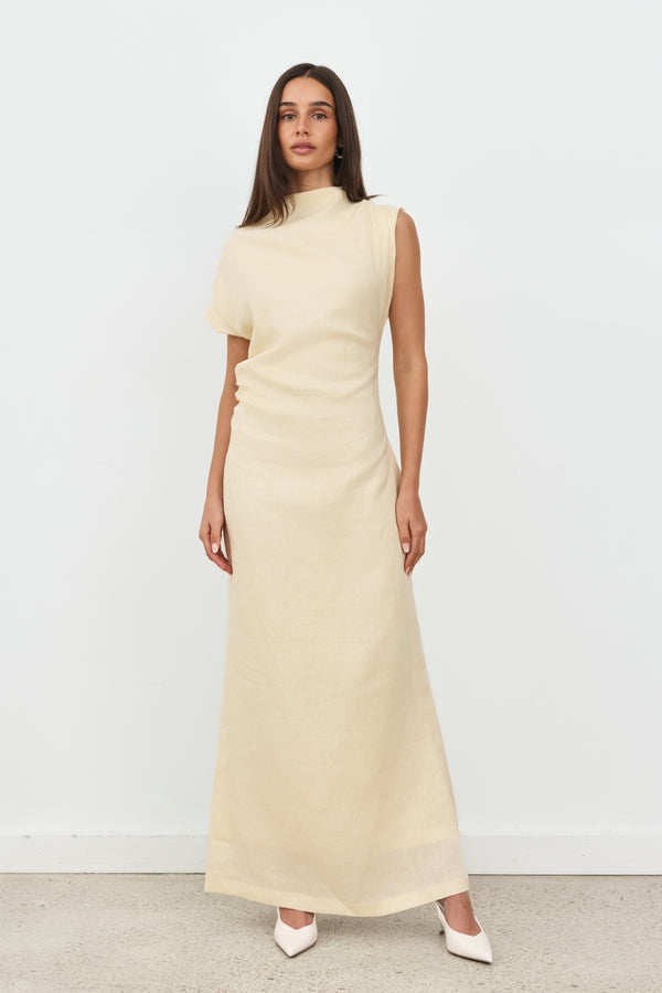 Butter Yellow Valencia Linen Maxi Dress